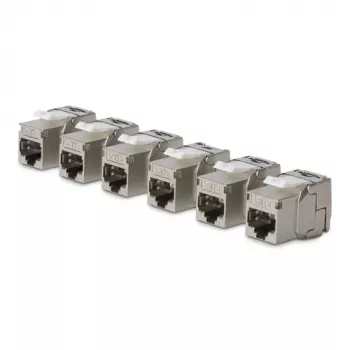 Modul keystone Cat8 StarTech.com 6 buc. cuplor keystone RJ45 Ethernet, priză de perete UTP Cat8, 180 de grade, fără unelte, plat, argintiu, RJ-45, mamă, 25/40GBase-T