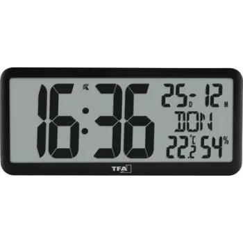 TFA 60.4525.01 Negru ceas deșteptător digital radio cu climat interior