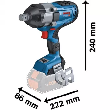 BOSCH Professional BITURBO GDS 18V-1050 HC mașină de înșurubat cu impact cu acumulator, antrenare pătrată 3/4 inch, 18V, Solo (Albastru/Negru, Bluetooth, L-BOXX)