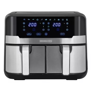 HEINRICH'S HFR 8214 friteuză dublă cu aer cald 2 x 4,5 L = 9,0 L 1300-2400 W Negru-Argintiu