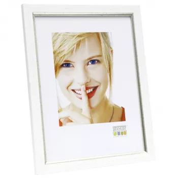 Deknudt S46AF1 Ramă foto simplă 13x18 cm argintie MDF plastic cu passe-partout alb