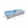 AVENLI Piscină dreptunghiulară cu cadru din oțel 394x207x80 cm cu pompă de filtrare, scară, prelată și folie de sol