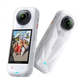 Cameră de acțiune 360 de grade Insta360 X5, pachet standard, alb satinat