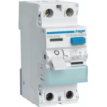 HAGER CDA225J Întreruptor diferențial RCCB 1P+N 25A 30mA tip A 6kA