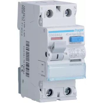 Întrerupător automat de curent rezidual HAGER CDC240J 1P+N 40A 30mA 6kA AC