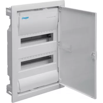 Tablou de distribuție îngropat HAGER Volta VU24NE, 2 rânduri, 24 module, IP30, ușă metalică, alb