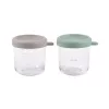 Set borcane din sticlă BEABA cu capace 2 x 250 ml verde salvie/gazelă