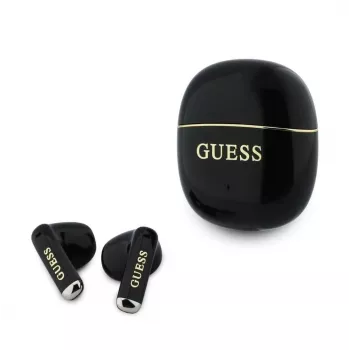 Căști TWS GUESS Glossy Gold Line Classic negre