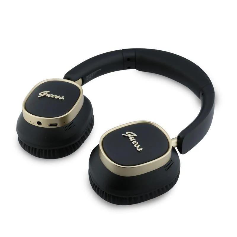 Căști Bluetooth over-ear Guess ENC Rectangle Metal Script negre