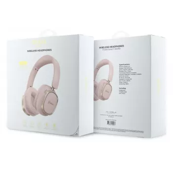 Căști Bluetooth over-ear Guess ENCRectangle Metal Script roz