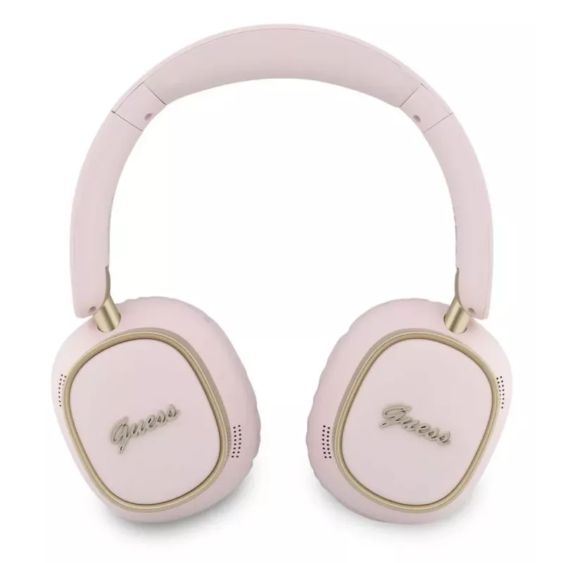 Căști Bluetooth over-ear Guess ENCRectangle Metal Script roz