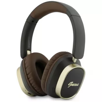 Căști Bluetooth over-ear Guess ENC Rectangle Metal Script maro