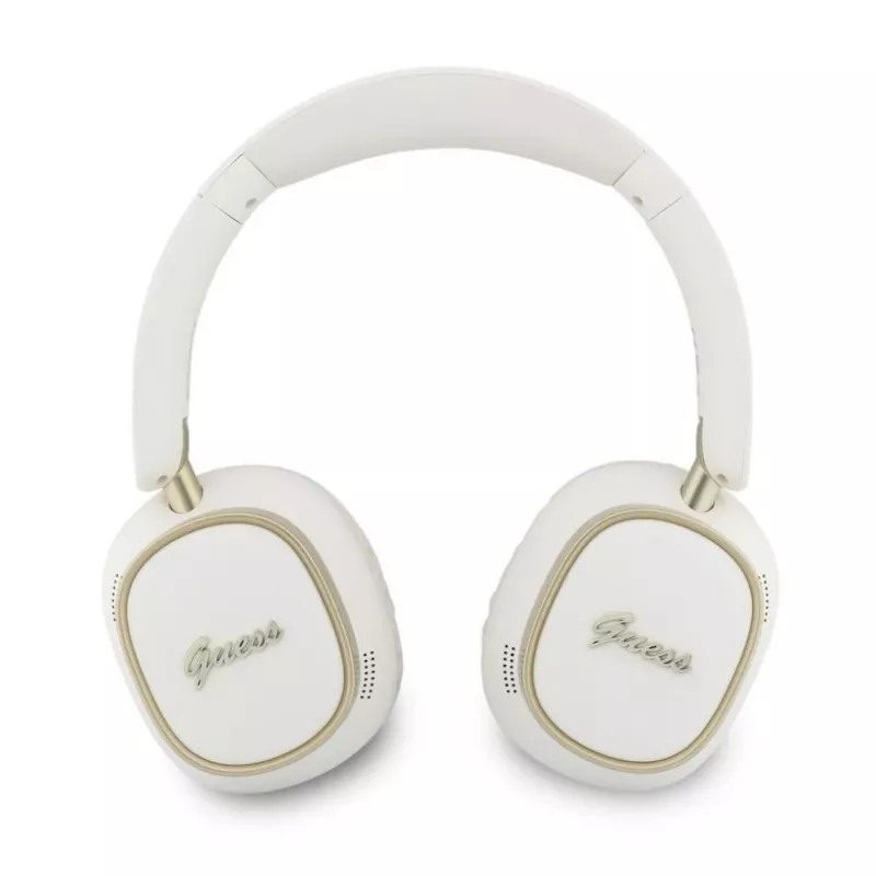 Căști Bluetooth over-ear Guess ENC Rectangle Metal Script albe