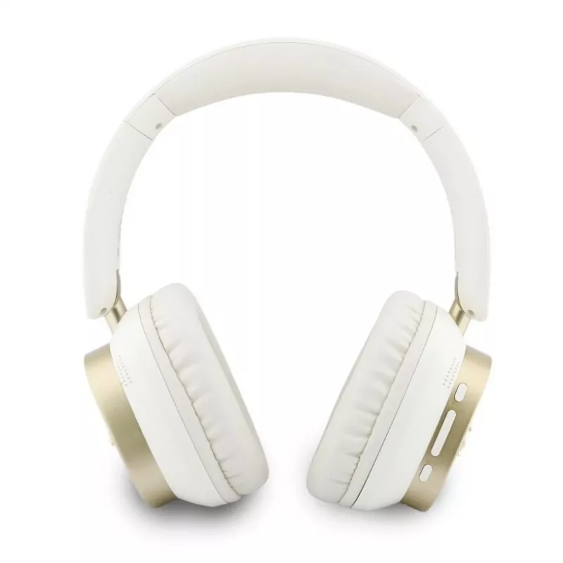 Căști Bluetooth over-ear Guess ENC Rectangle Metal Script albe