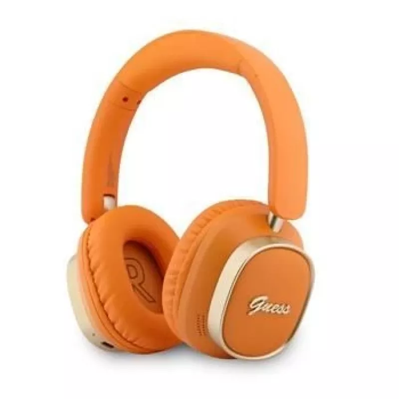 Căști Bluetooth on-ear Guess Rectangle Metal Script portocalii