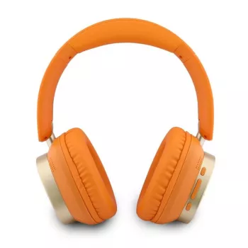 Căști Bluetooth on-ear Guess Rectangle Metal Script portocalii