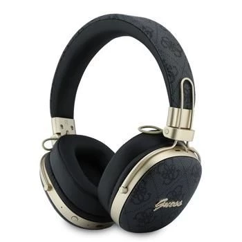 Căști Bluetooth over-ear Guess cu ENC, Metal 4G Script Logo, negre