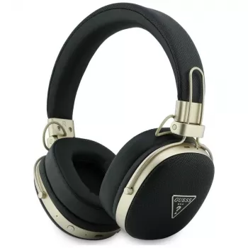 Căști Bluetooth over-ear Guess cu ENC, Metal Grained Triangle Logo, negre
