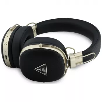 Căști Bluetooth over-ear Guess cu ENC, Metal Grained Triangle Logo, negre