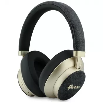 Căști over-ear Bluetooth Guess GUE005456 cu ENC, 4G Gold Script Metal, negre