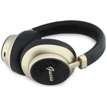 Căști over-ear Bluetooth Guess GUE005456 cu ENC, 4G Gold Script Metal, negre