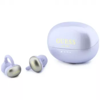 Căști wireless open-ear GUESS cu finisaj metalic, piese electroplacate, logo clasic, mov