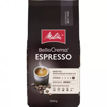Boabe de cafea întregi espresso MELITTA BellaCrema Espresso 1 kg, intensitate 5/5