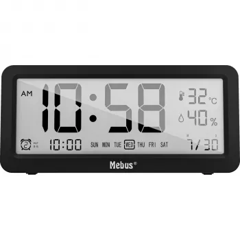 MEBUS 25819 Ceas deșteptător cu cuarț digital LCD negru