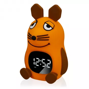 DieMaus Ceas deșteptător pentru copii cu lumină de noapte - cuarț analogic, lumină de noapte alb cald, multicolor (albastru/portocaliu)