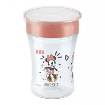 Cană de antrenament NUK Disney Mickey Mouse Magic Cup 230ml, roșie, cu margine de băut 360°