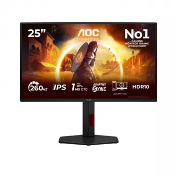 Monitor gaming AOC Gaming 25G4ZR - 25 inch Full HD, 260 Hz overclockat, 1 ms, compatibil G-Sync, HDR10 (1920x1080, 2x HDMI 2.0, DP 1.4) negru/roșu
