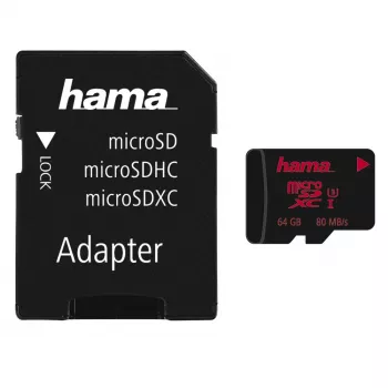 Card de memorie Hama microSDXC 64 GB UHS Speed Class 3 UHS-I citire 100MB/s scriere 30MB/s cu adaptor SD