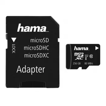 Card microSDXC Hama 256 GB UHS Speed Class 3 UHS-I 100MB/s cu adaptor SD
