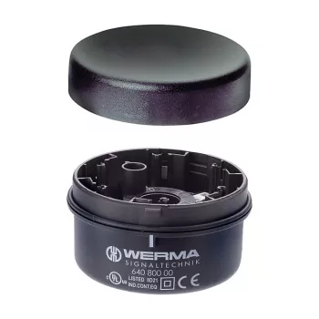 WERMA Signaltechnik KombiSIGN 71 Element cu lumină permanentă, carcasă neagră, lentilă transparentă, policarbonat, IP65, diametru 70 mm, înălțime 66 mm, soclu E14, max. 7 W, 640.800.00