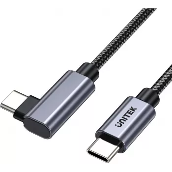Cablu UNITEK USB-C cotit 90° PD 100W 0,5m negru