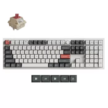 Tastatură mecanică gaming Keychron Q6U-P1 100% Full-Size, Gateron G Pro 3.0 Milk POM Red Switch, Hot-Swap, 8K Polling Rate, RGB, QMK/VIA, carcasă din aluminiu CNC, keycaps PBT Double-Shot, USB-C cu fir