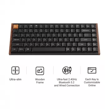 Tastatură mecanică low-profile Keychron K3M-F1 75%, Gateron Red Switch, RGB Hot-Swap, Bluetooth 5.1 & USB-C, Negru