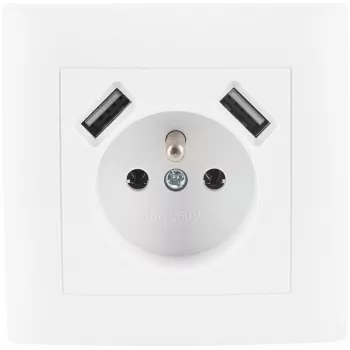 Priză simplă VCX WESA LC 13A cu încărcător USB alb