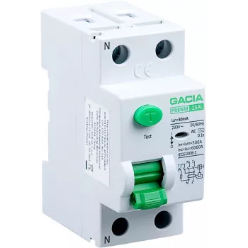 GACIA PR8NM 2P 25A 30mA AC Întrerupător diferențial 6kA 2 module