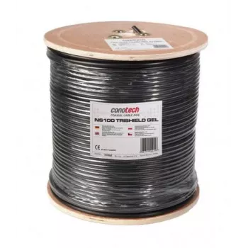 Cablu coaxial CONOTECH NS-752 NS100 TRI umplut cu gel, negru - rolă 300m
