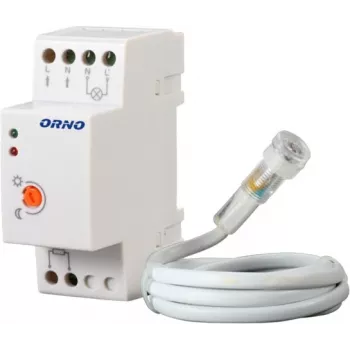 ORNO OR-CR-219 Senzor crepuscular pentru șină DIN cu fotorezistor extern, 230V AC, 10A, 2-100 Lux