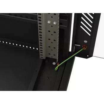 Dulap rack server LANBERG 19 inch 27U independent 600x1000 mm negru cu ușă perforată (Flat Pack)