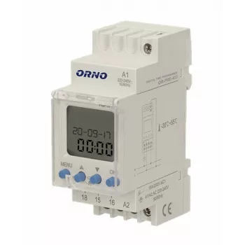 Timer electronic săptămânal ORNO OR-PRE-433, șină DIN, 16A/3680W, 16 programe, 230V