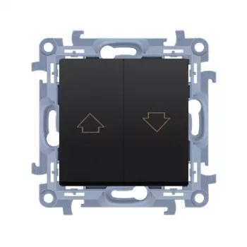 Buton de control pentru jaluzele Kontakt Simon 10, modul, negru mat, săgeată, borne cu șurub, 10A 250V