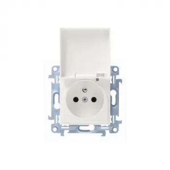 KONTAKT SIMON 10 Priză albă 1 modul cu capac IP44 borne cu arc 16A 250V