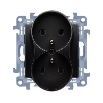 KONTAKT SIMON 10 Modul priză dublă 2x Z/U borne cu șurub 16A 250V negru mat