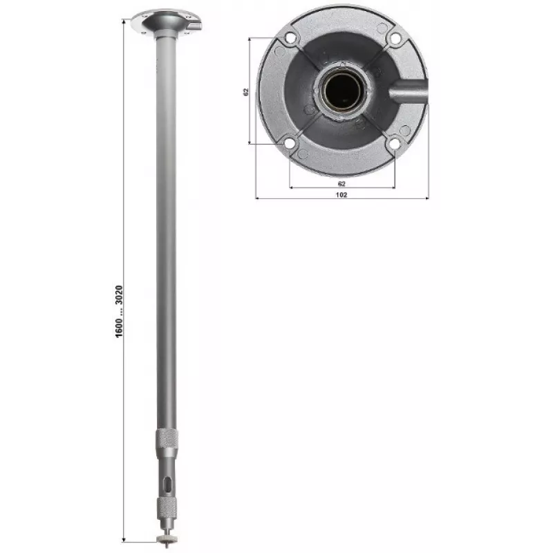 Suport telescopic de tavan pentru cameră DELTA BR-150X300