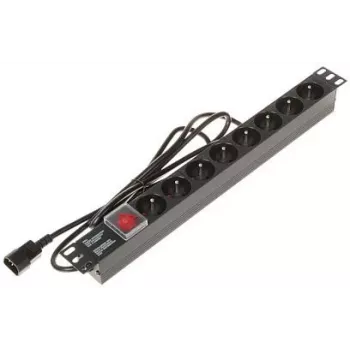 Prelungitor DELTA PD-8/R-IEC cu 8 prize, protecție la supratensiune, 230V 10A negru