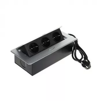 Prelungitor de mobilă DELTA FPS-3S/CABLE cu 3 prize, cablu 1,5m, negru