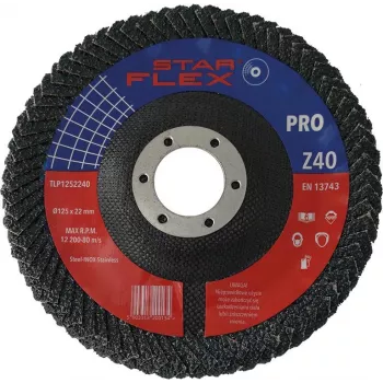 Disc abraziv lamelar PSG Star Flex 125x22,23mm P40 corindon zirconiu conic tip 29 TLP1252240